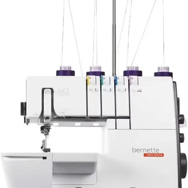 Bernette B62 Airlock Coverstitch Machine Bundle | Air Threader, Thread Needles, Bobbins, LED Light, Extension Table | Heavy Duty, Sewing & Quilting Kit with Tools for Beginner & Professional Use