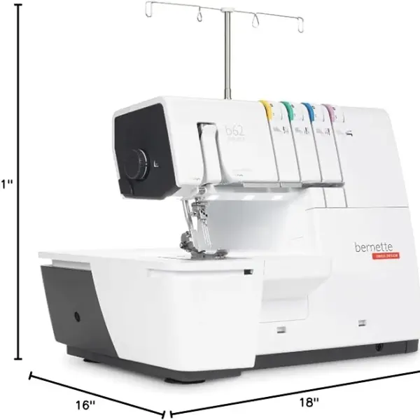 Bernette B62 Airlock Coverstitch Machine Bundle | Air Threader, Thread Needles, Bobbins, LED Light, Extension Table | Heavy Duty, Sewing & Quilting Kit with Tools for Beginner & Professional Use