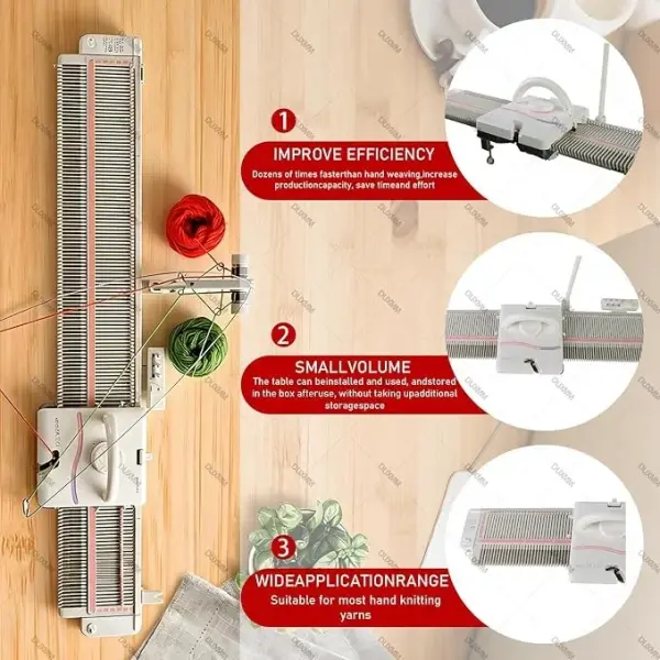 Silver Reed Flat Knitting Machine Kit, LK150 6.5mm Mid Gauge 150 Stitches Semi-Automatic Weaving Machine, Household Sewing Tools with Yarn Accessories for Handmade Clothing & Daily Knitting