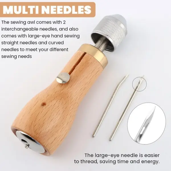 Sewing Awl Kit, Portable Tool Stitching Leather Sewing Thread Awl Tool Professional Leather Stitching Waxed Thread Kit for Furniture 29 Pcs for Sewin g DIY Craft(Color:1)