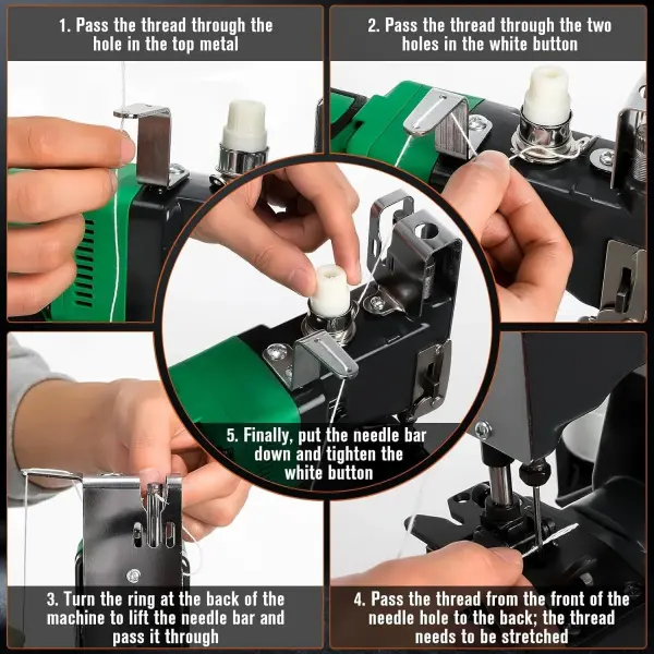 Cordless Bag Closing Machine with 2x3.0A Batteries, Brushless Motor, Battery Bag Sewing Machine Portable Bag Closer Stitcher Packing Machine for Feed Sacks, Rice Bags, Burlap Sack