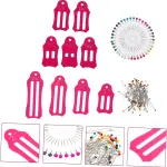 5 Sets Clothing Tailoring Set Sewing Pearl Pin Kit Foldable Fabric Tool Bias Tape Maker Multi-Size Foldable Tool Fabric Tape Folding Tool Quilting Pin Kit Tailoring Pin Ruler Kit
