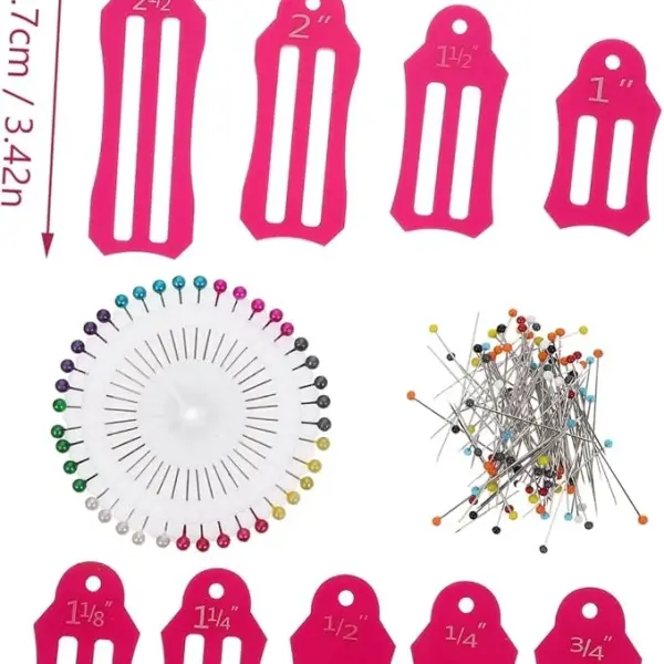5 Sets Clothing Tailoring Set Sewing Pearl Pin Kit Foldable Fabric Tool Bias Tape Maker Multi-Size Foldable Tool Fabric Tape Folding Tool Quilting Pin Kit Tailoring Pin Ruler Kit