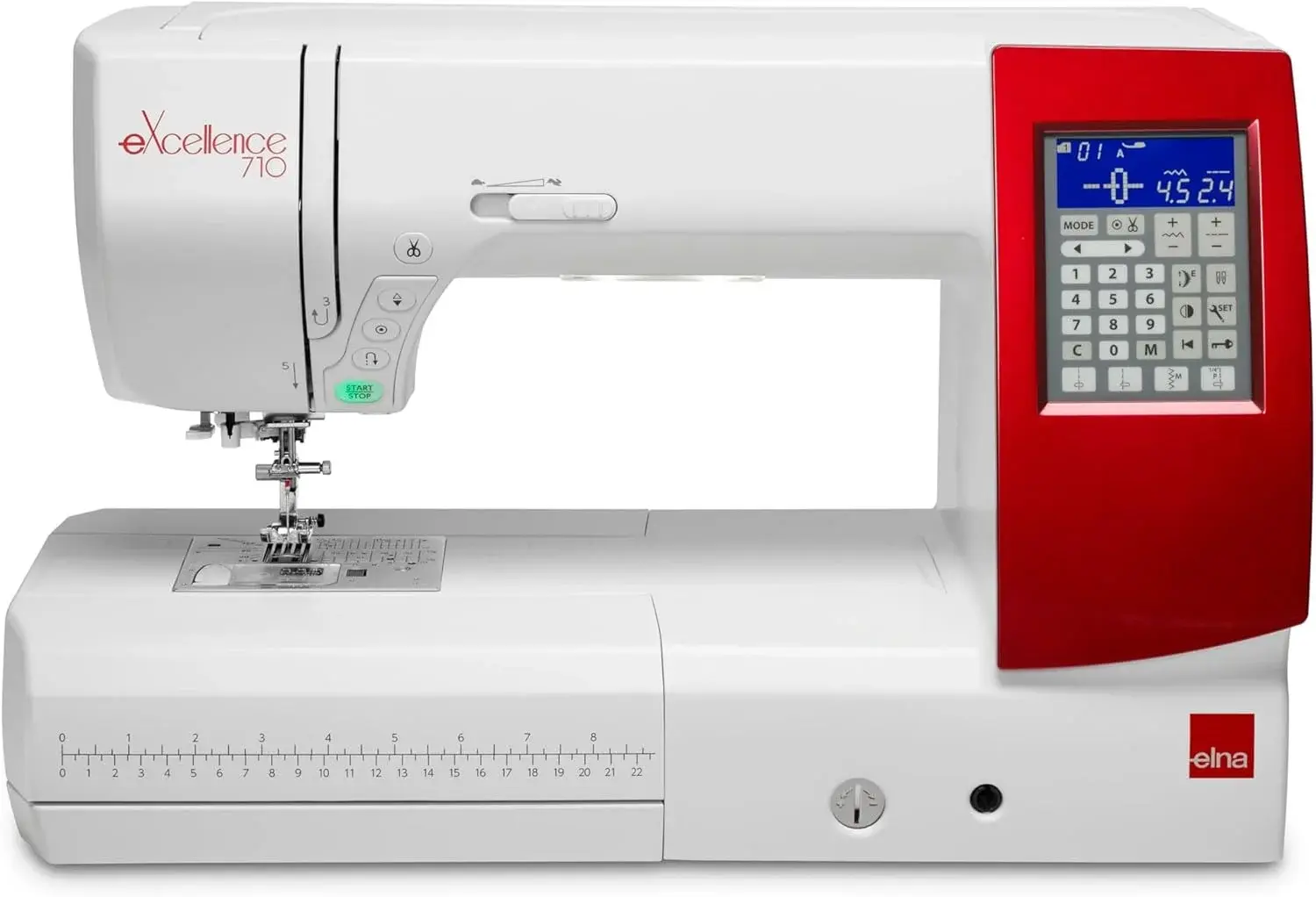 Elna eXcellence 710 Computerized Sewing and Quilting Machine, 11" sewing bed, Include Advanced Dual Feed System, 15 Included Presser Feet, and No Assembly