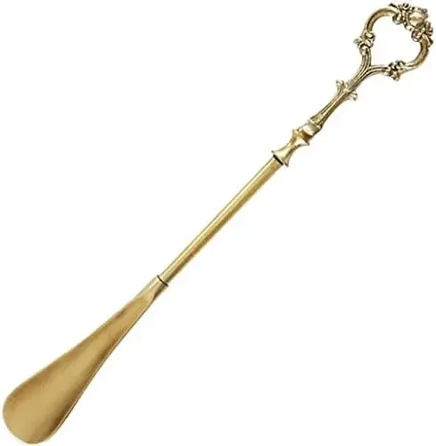 Premium Long Handle Brass Shoehorn for Seniors, Adults, Pregnant Women Effortless Shoe Access Aid, Handmade Quality Tool for Easy Home Entry, Durable Shoe Spoon for Everyday Use,A1