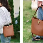 POPSEWING Leather Simple Bucket Crossbody Bag Kits, DIY Shoulder Purse with Sewing Kit, DIY Handmade Bag Kit for Mom Girlfriend (Green)