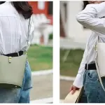 POPSEWING Leather Simple Bucket Crossbody Bag Kits, DIY Shoulder Purse with Sewing Kit, DIY Handmade Bag Kit for Mom Girlfriend (Green)