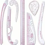 7-Piece French Curve Ruler Set for Pattern Makers, Tailoring, and Fashion Design, Metric Measuring Tools, 23.62 Inch