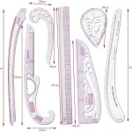 7-Piece French Curve Ruler Set for Pattern Makers, Tailoring, and Fashion Design, Metric Measuring Tools, 23.62 Inch