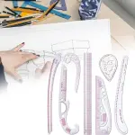 7-Piece French Curve Ruler Set for Pattern Makers, Tailoring, and Fashion Design, Metric Measuring Tools, 23.62 Inch