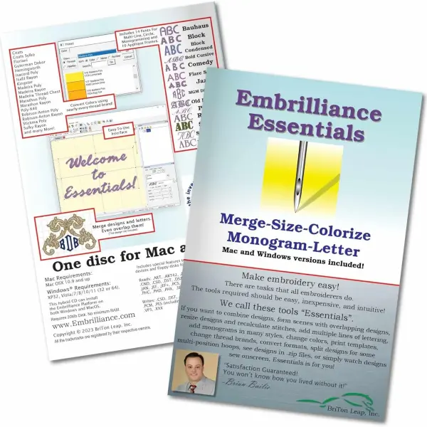 Embrilliance Essentials, Embroidery Software for Mac & PC