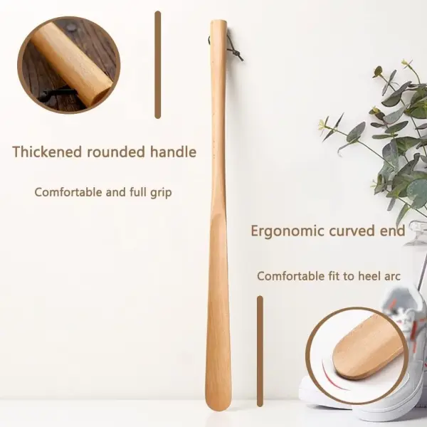 Extra Long Shoe Horn for Men - Classic Wooden Lifter, Easy Smooth Shoe Spoon with Lanyard, Perfect for Seniors & Elderly - 68x4.3cm Comfort Tool
