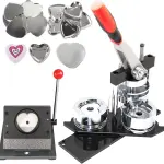 Manual Heart-Shaped Badge Press, with 1000 Heart-Shaped Badge Materials and Cutter, Manual Photo Magnet Badge Maker, Badge Creator Making Tool