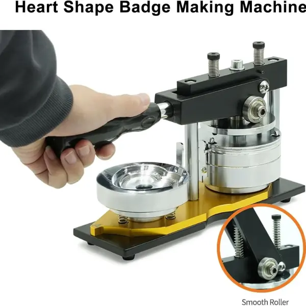 Manual Heart-Shaped Badge Press, with 1000 Heart-Shaped Badge Materials and Cutter, Manual Photo Magnet Badge Maker, Badge Creator Making Tool
