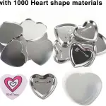 Manual Heart-Shaped Badge Press, with 1000 Heart-Shaped Badge Materials and Cutter, Manual Photo Magnet Badge Maker, Badge Creator Making Tool