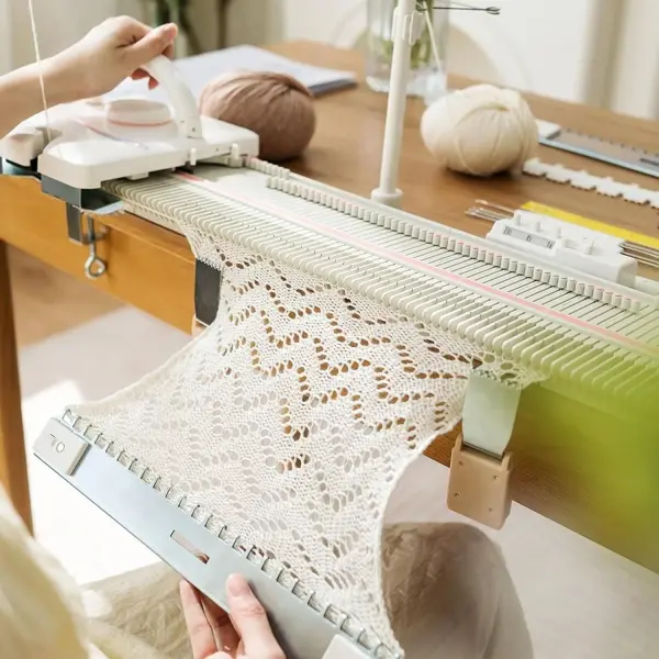 Automatic Knitting Machine Kit - 150 Stitches, 6.5mm Gauge, Easy-to-Use Plastic Sewing Tool for Sweaters, Scarves & Hats - Complete with Accessories for Home Crafting