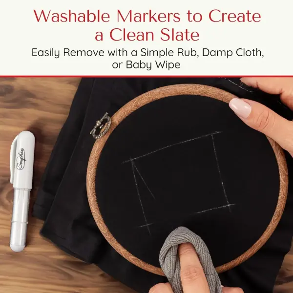 Fabric Markers for Sewing – Ergonomic Tailors Chalk Pen with Improved Dosing Wheel for Sharp Lines - Washable Sewing Chalk Marking Pens that are Compatible with Most Fabrics - White and White 2 Pack