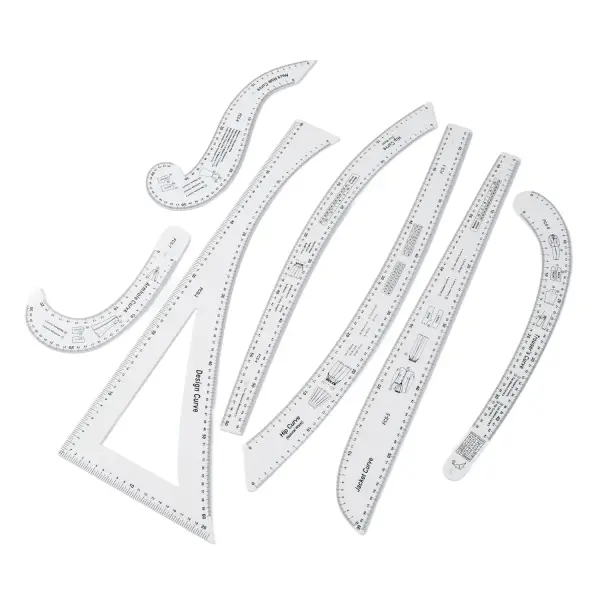 Fashionable Clear Sewing Ruler Set for Efficient Pattern Making Tailoring 7Pcs for Household