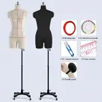 Adjustable L-Model Black Dress Form on Wheels - 84" Mannequin for Tailors, Designers & Clothing Display - Height Adjustable Sewing Dummy Fashion Tool