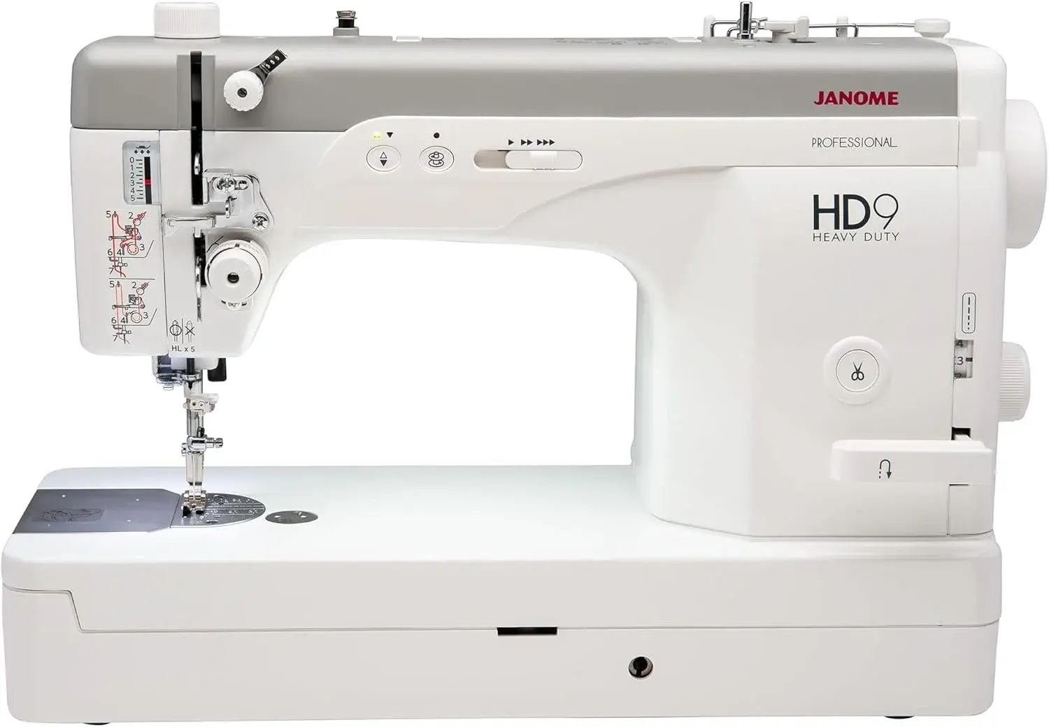 Janome HD9V2 Professional Sewing Machine - High Speed Heavy Duty Sewing Machines with Up to 1,600 Stitches Per Minute, Industrial Pretension Threading, and Extension Table, Straight Stitch Only