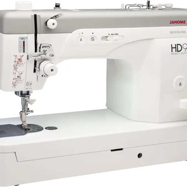 Janome HD9V2 Professional Sewing Machine - High Speed Heavy Duty Sewing Machines with Up to 1,600 Stitches Per Minute, Industrial Pretension Threading, and Extension Table, Straight Stitch Only