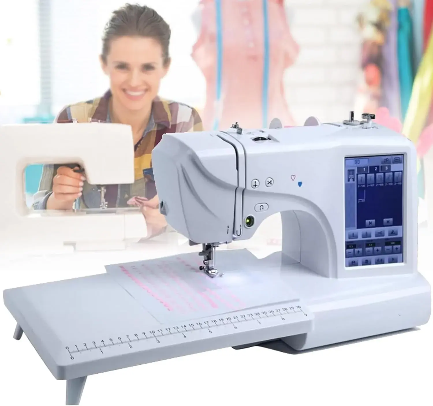 Computerized Sewing and Quilting Machine,132 Built-in Stitches, Comes with Expansion Table and 7" LCD Touch Screen,4x4/4x9.2in Embroidery Area & Multiple Accessories