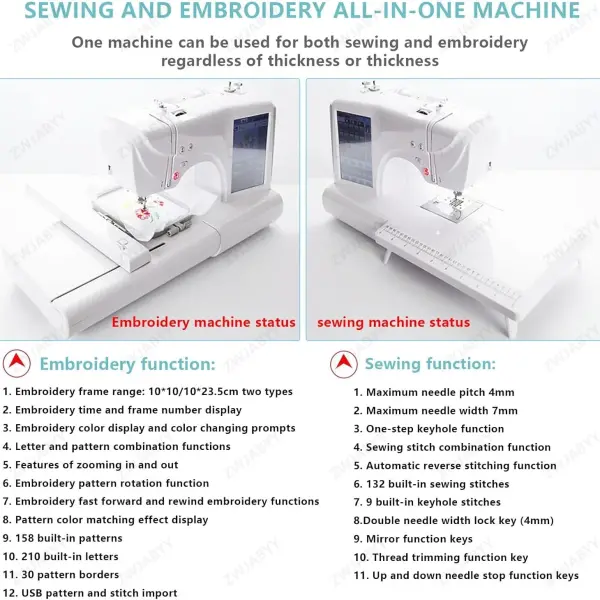 Computerized Sewing and Quilting Machine,132 Built-in Stitches, Comes with Expansion Table and 7" LCD Touch Screen,4x4/4x9.2in Embroidery Area & Multiple Accessories