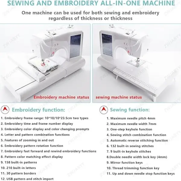 Computerized Sewing and Quilting Machine,132 Built-in Stitches, Comes with Expansion Table and 7" LCD Touch Screen,4x4/4x9.2in Embroidery Area & Multiple Accessories