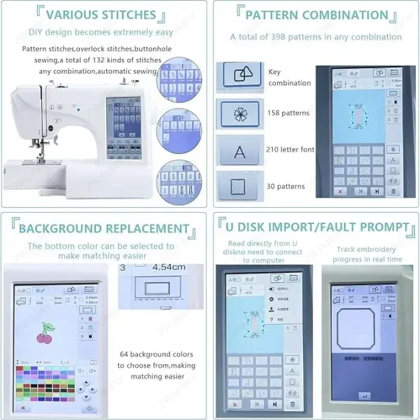 Computerized Sewing and Quilting Machine,132 Built-in Stitches, Comes with Expansion Table and 7" LCD Touch Screen,4x4/4x9.2in Embroidery Area & Multiple Accessories