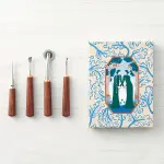 Clover Sewing Tool Set Walnut Perforated Ripper Metal Spatula Soft Roulette CL21-237