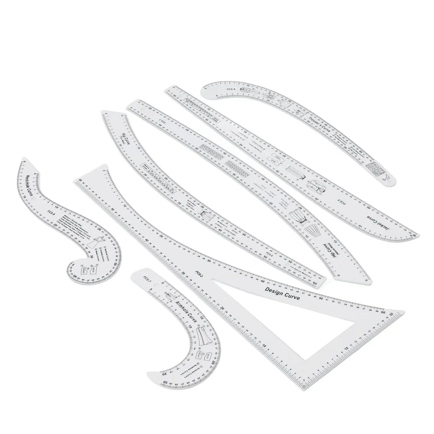 Flexible Clothing Ruler Set, 7-Piece Pattern Drawing Tools for Accurate Sewing and Tailoring Projects