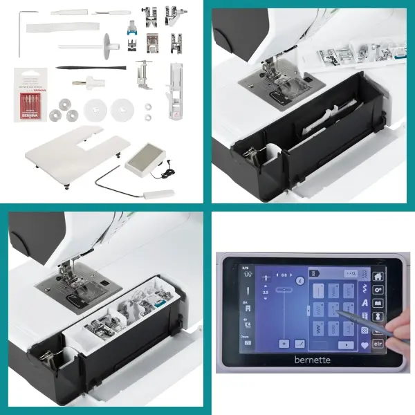 Bernette B77 Sewing and Quilting Machine | Touchscreen Control with Multiple Stitch Options | Includes 12×18 Cutting Mat and Purple Rotary Cutter