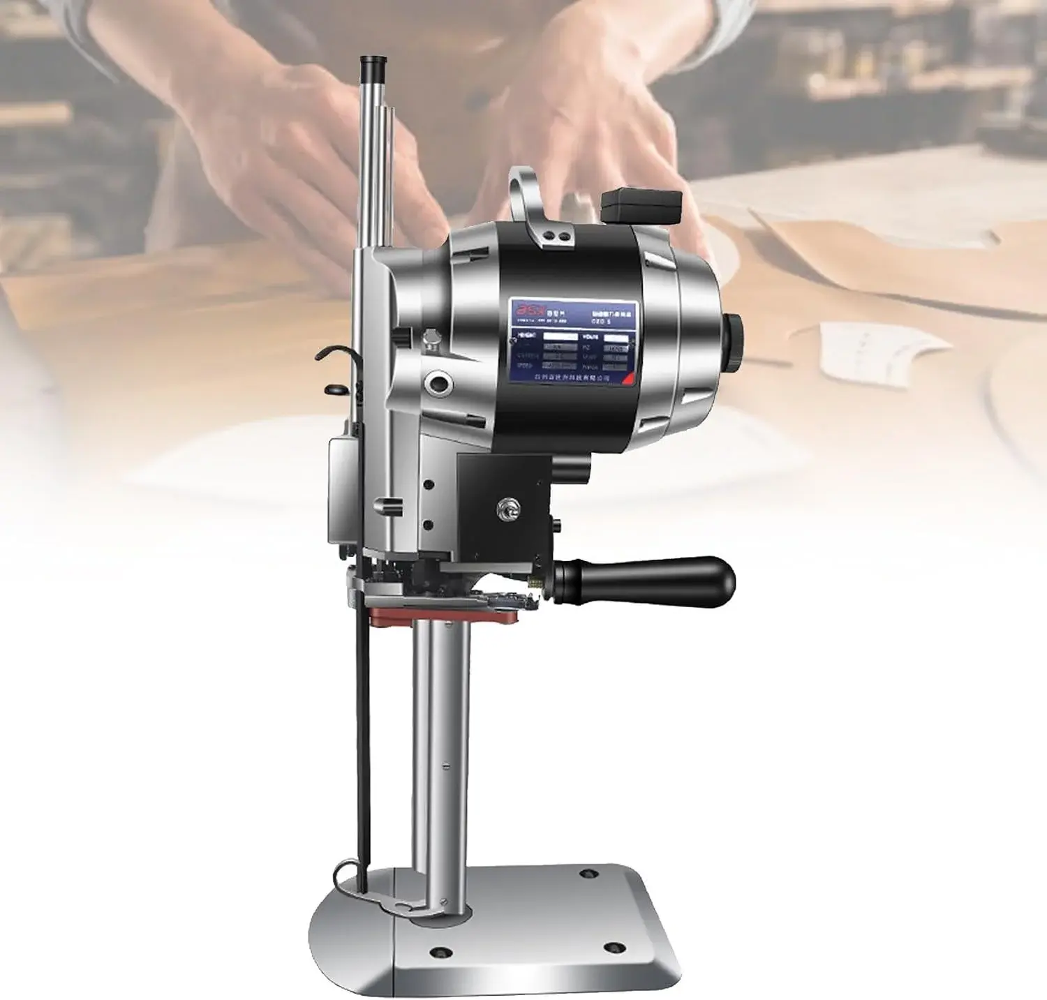 Professional Vertical Straight Blade Cutting Machine Fabric Cutter with Automatic Sharpening Industrial Cloth Leather Carpet Cutting Machine(8inches)