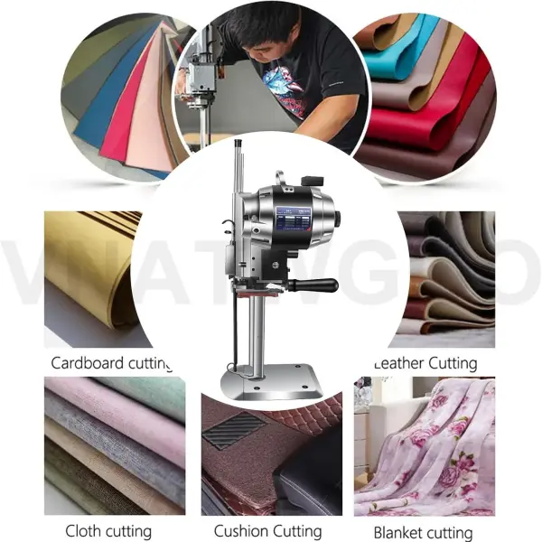 Professional Vertical Straight Blade Cutting Machine Fabric Cutter with Automatic Sharpening Industrial Cloth Leather Carpet Cutting Machine(8inches)
