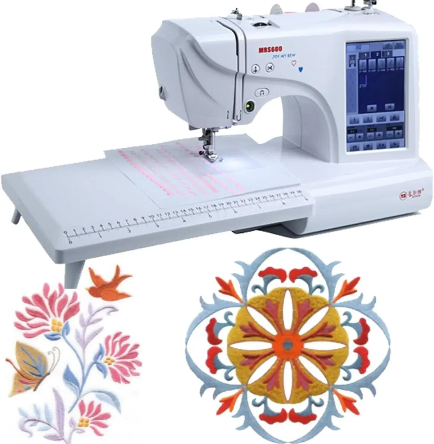 Electric Embroidery Machine, Automatic Sewing Machine with Large LCD Touch Screen, DIY Embroidery Tool, 210 Built-in Letters and 30 Pattern Borders, Simplified Sewing, 7" LCD Touch Screen
