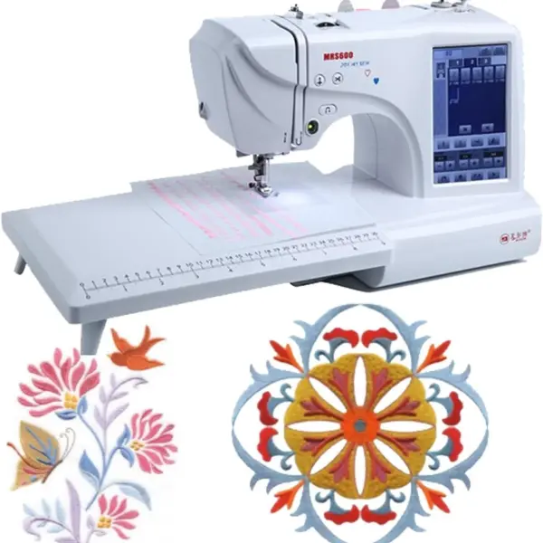 Electric Embroidery Machine, Automatic Sewing Machine with Large LCD Touch Screen, DIY Embroidery Tool, 210 Built-in Letters and 30 Pattern Borders, Simplified Sewing, 7" LCD Touch Screen