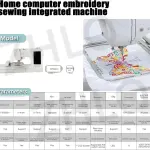 Electric Embroidery Machine, Automatic Sewing Machine with Large LCD Touch Screen, DIY Embroidery Tool, 210 Built-in Letters and 30 Pattern Borders, Simplified Sewing, 7" LCD Touch Screen