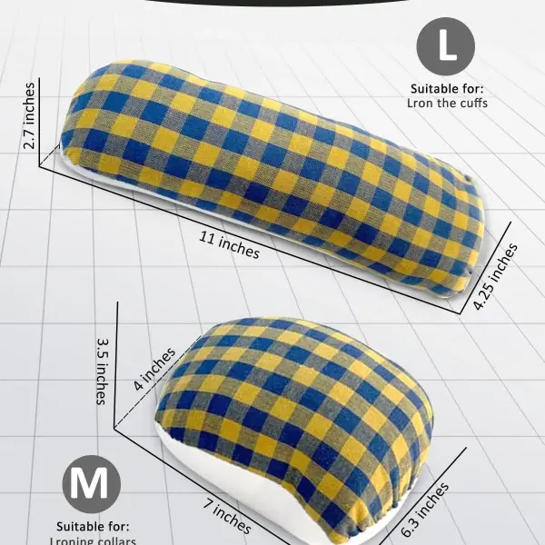 Professional 2 Pack Tailors Ham for Pressing Sewing and Seam Roll Set,Pad Ergonomic Ironing Tool for Curved Seams Kit