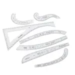 Dioche Professional 7 Piece Sewing Ruler Set with Clear Acrylic Construction for Precise Pattern Drafting Fashion Design and Tailoring Measuring Tools French Curve