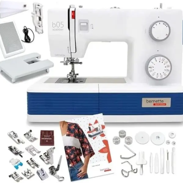 Bernette B05 Academy Sewing Machine | 30 Stitches Variety, LED Light, Extension Table, Presser Feet, Spools, Felt Discs, Ripper | Heavy Duty Quilting & Embroidery Kit for Home Use | User Friendly