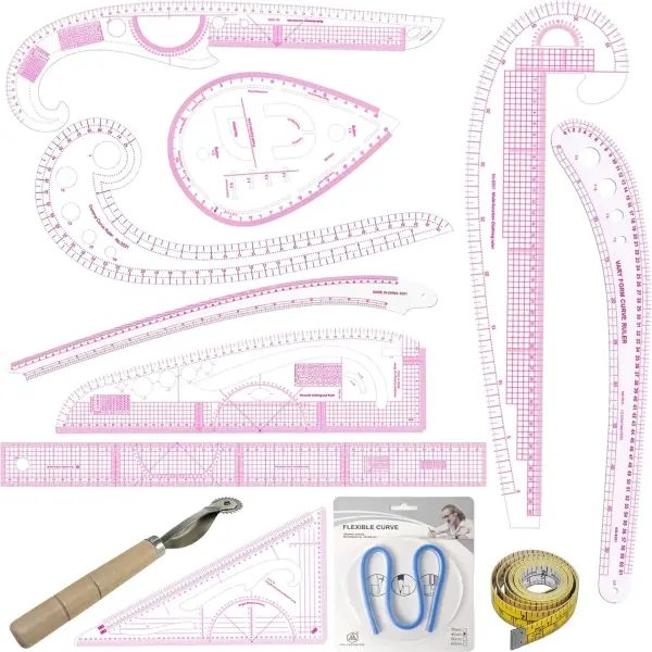 12PCS Sewing Curve Ruler Set Soft Patchwork Ruler for Beginners, Tailors, Designers, Quilting, Embroidery, Cross Stitch, Crochet, Knitting