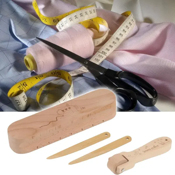 FMTYAOIU Beechwood Tailors Clappers, Seam Roller Beech, Tailors Clapper Set, Multi-Purpose Sewing Tool for Flattening Fabrics and Point Pressing, Wooden Tailors Clapper for Sewing, Quilting, Ironing