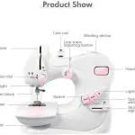 Sewing Machine 12 Stitch Patterns Foot Pedal Double Speed Control with Replaceable Presser,Small Household Sewing Tool