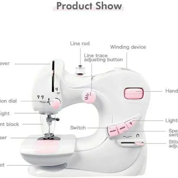 Sewing Machine 12 Stitch Patterns Foot Pedal Double Speed Control with Replaceable Presser,Small Household Sewing Tool