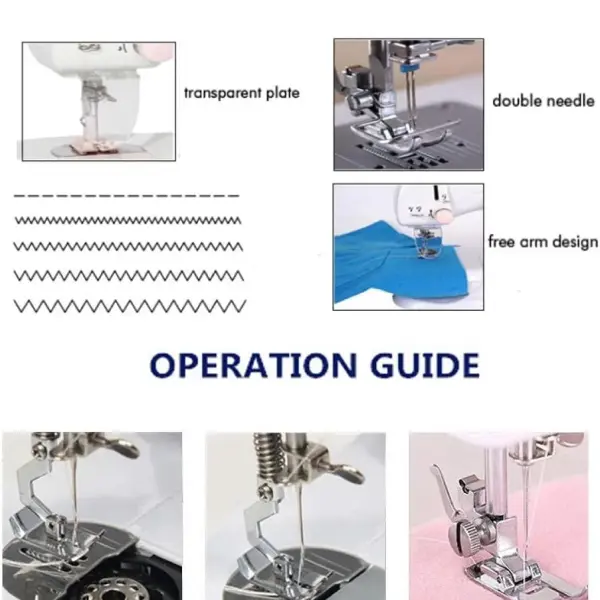 Sewing Machine 12 Stitch Patterns Foot Pedal Double Speed Control with Replaceable Presser,Small Household Sewing Tool