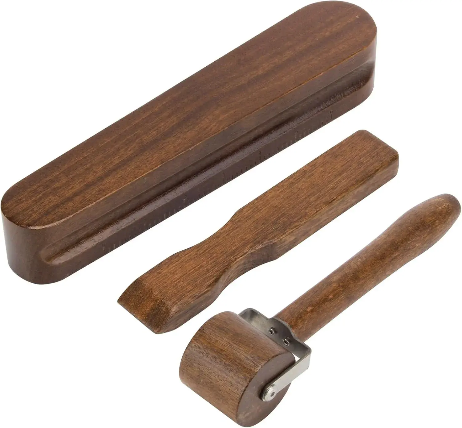 DIICCYO 3 Pcs Wooden Clapper Sewing Quilting Tool Set Include 1 Tailors Clapper 1 Wood Pressing Stick 1 Quilting Seam Roller, Tailors Tool for Sewing Ironing Quilting Fabric Folds Accenting Clothing