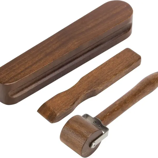 DIICCYO 3 Pcs Wooden Clapper Sewing Quilting Tool Set Include 1 Tailors Clapper 1 Wood Pressing Stick 1 Quilting Seam Roller, Tailors Tool for Sewing Ironing Quilting Fabric Folds Accenting Clothing