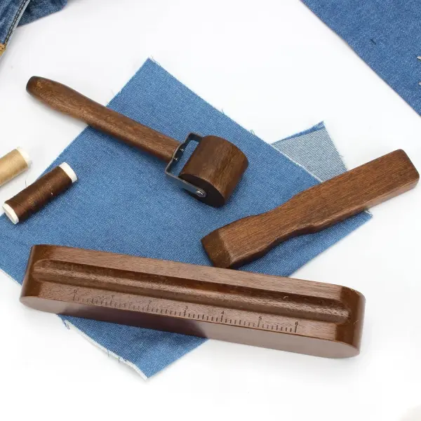 DIICCYO 3 Pcs Wooden Clapper Sewing Quilting Tool Set Include 1 Tailors Clapper 1 Wood Pressing Stick 1 Quilting Seam Roller, Tailors Tool for Sewing Ironing Quilting Fabric Folds Accenting Clothing