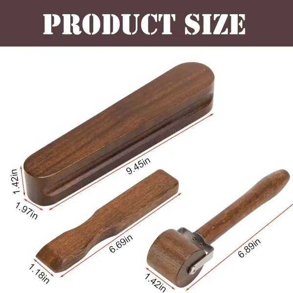 DIICCYO 3 Pcs Wooden Clapper Sewing Quilting Tool Set Include 1 Tailors Clapper 1 Wood Pressing Stick 1 Quilting Seam Roller, Tailors Tool for Sewing Ironing Quilting Fabric Folds Accenting Clothing
