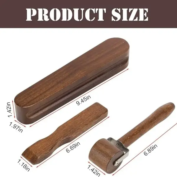 DIICCYO 3 Pcs Wooden Clapper Sewing Quilting Tool Set Include 1 Tailors Clapper 1 Wood Pressing Stick 1 Quilting Seam Roller, Tailors Tool for Sewing Ironing Quilting Fabric Folds Accenting Clothing